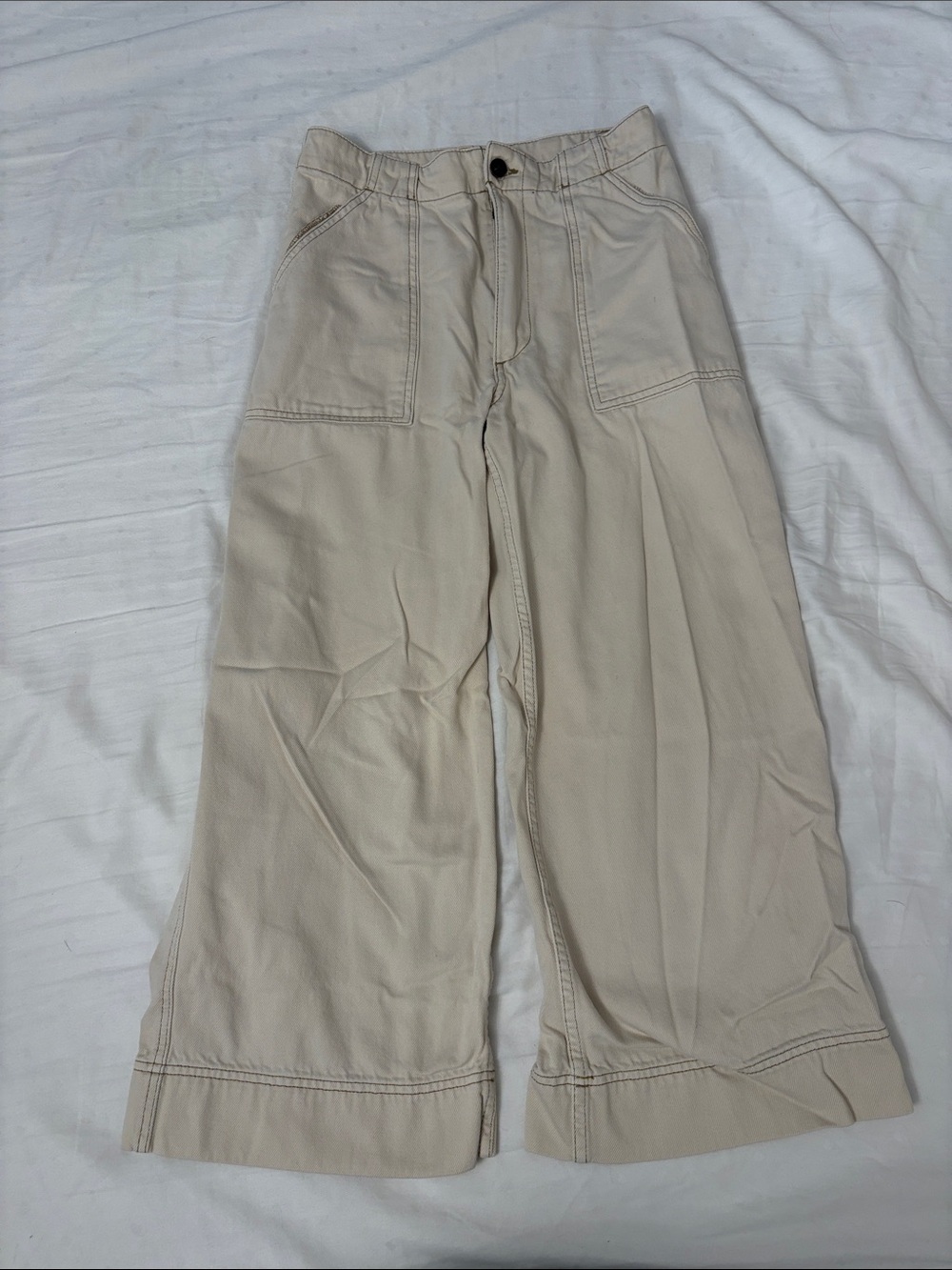 Abercrombie & Fitch Light Beige Wide-Leg Chinos